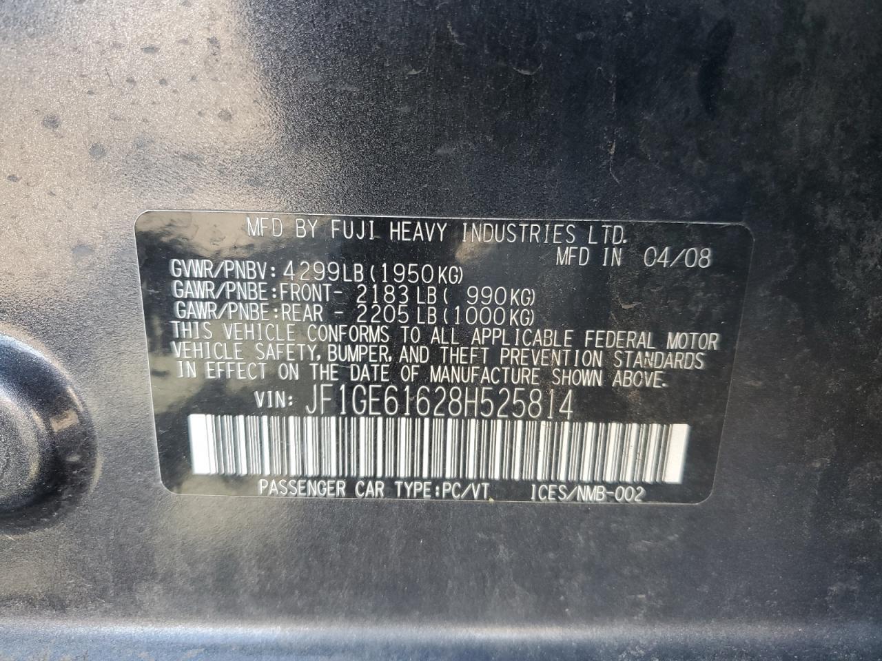 2008 SUBARU IMPREZA