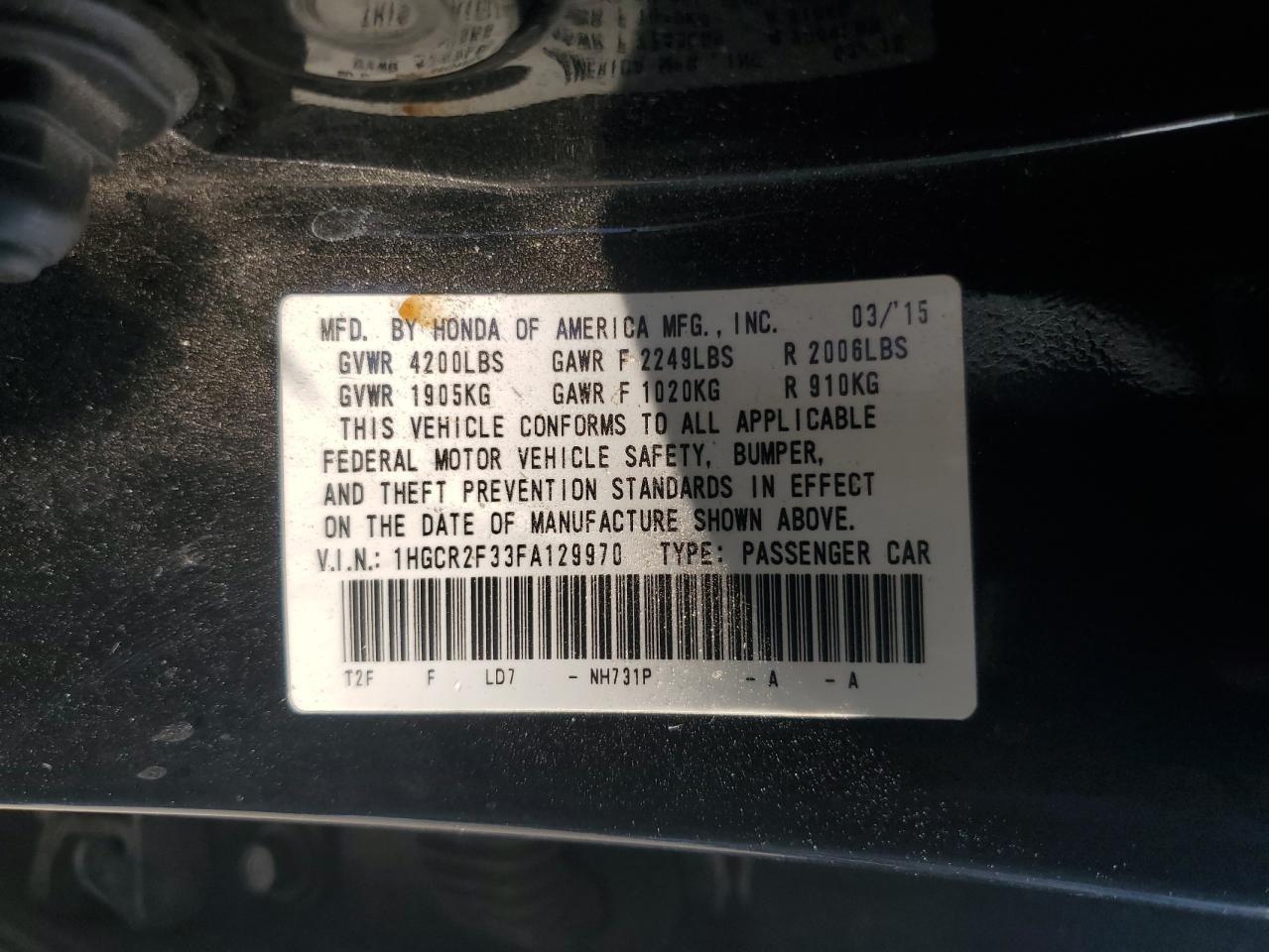 2015 HONDA ACCORD