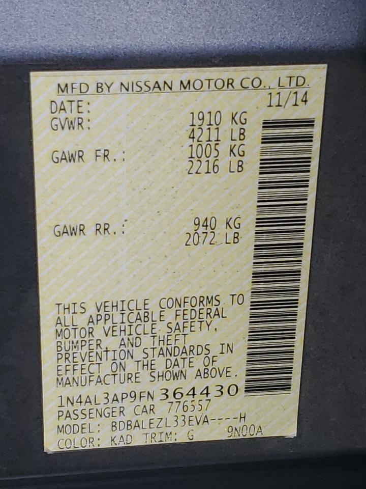 2015 NISSAN ALTIMA