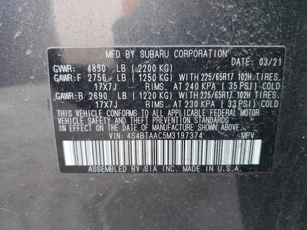 2021 SUBARU Outback