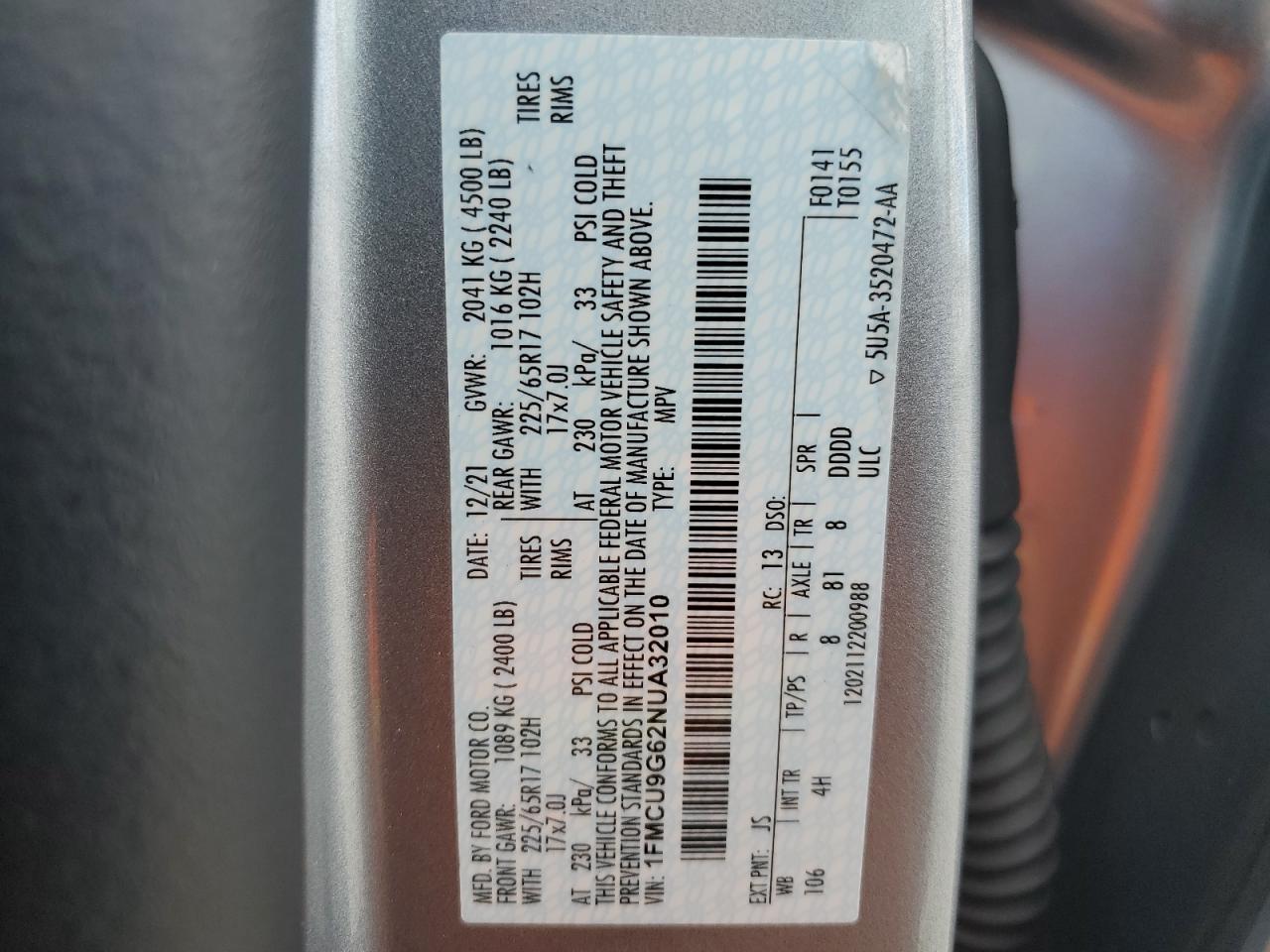 2022 FORD ESCAPE