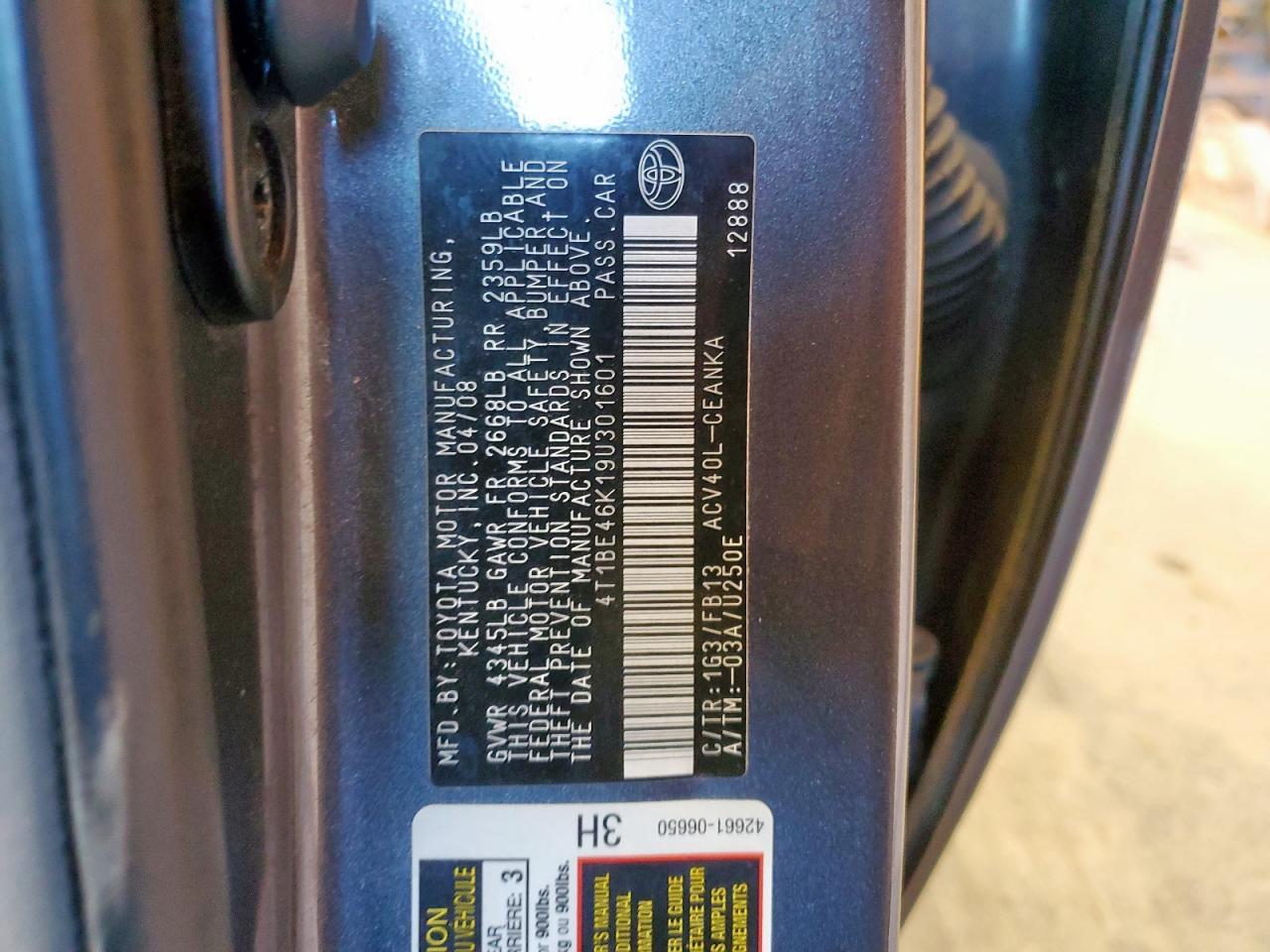 2009 TOYOTA CAMRY
