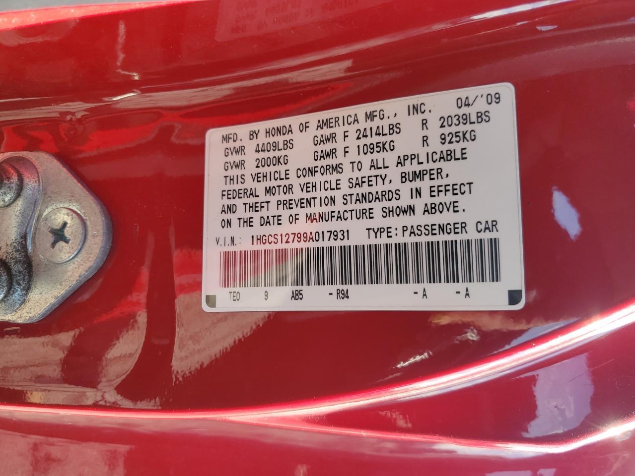 2009 HONDA ACCORD