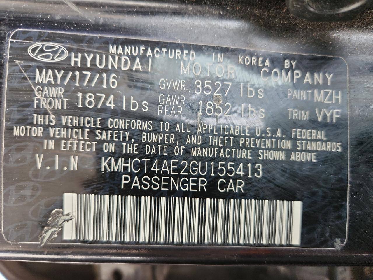 2016 HYUNDAI ACCENT