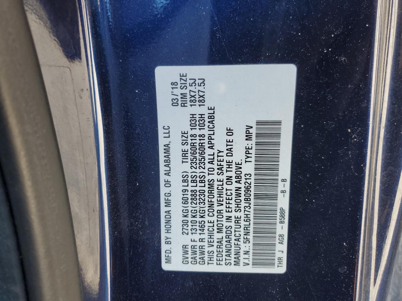 2018 HONDA ODYSSEY