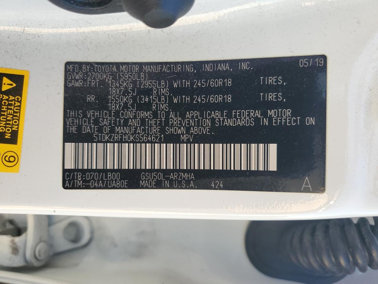 2019 TOYOTA HIGHLANDER