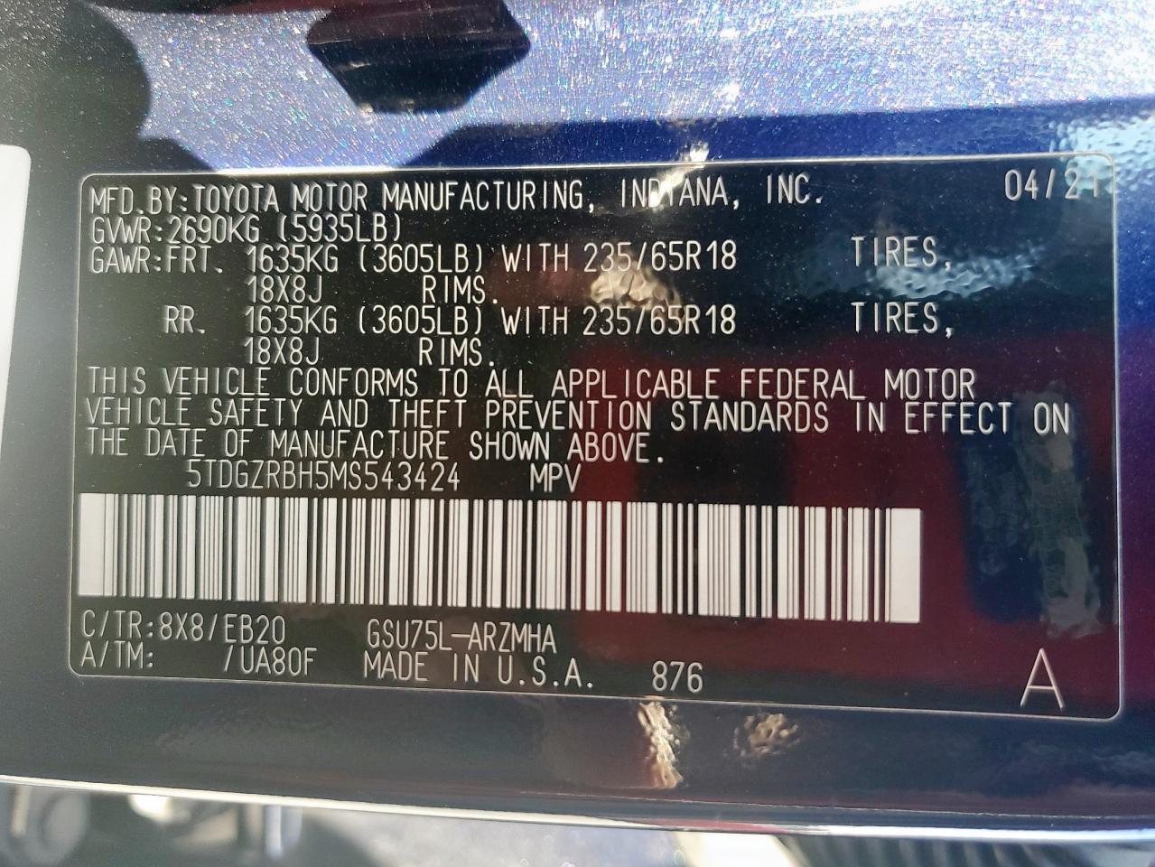 2021 TOYOTA HIGHLANDER