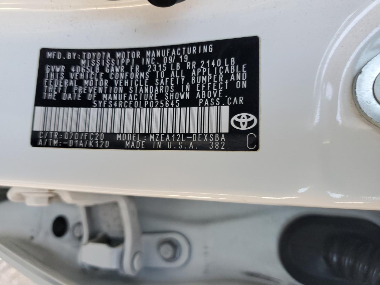 2020 TOYOTA COROLLA