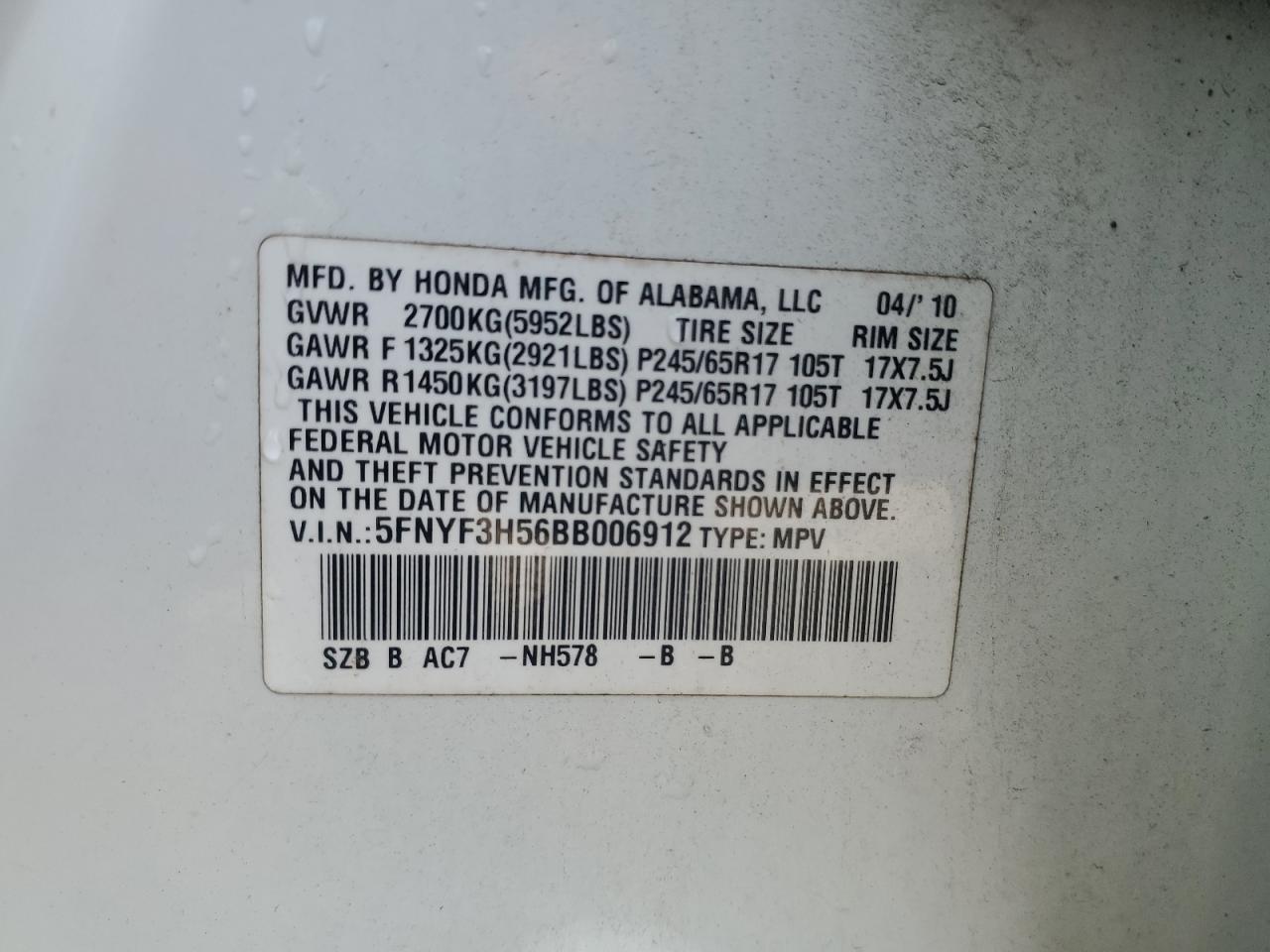 2011 HONDA PILOT