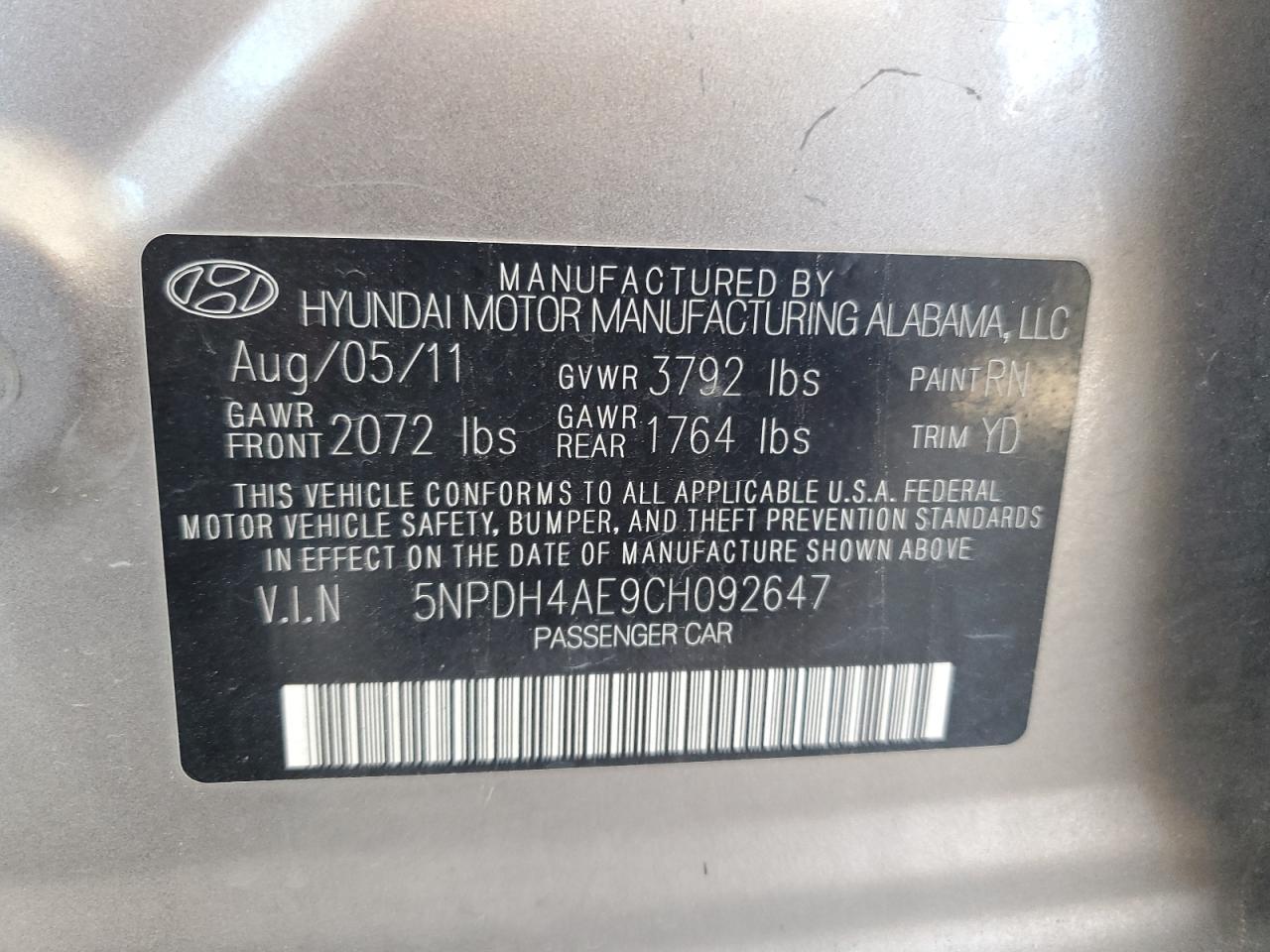 2012 HYUNDAI ELANTRA