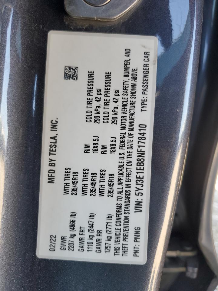 2022 TESLA MODEL 3