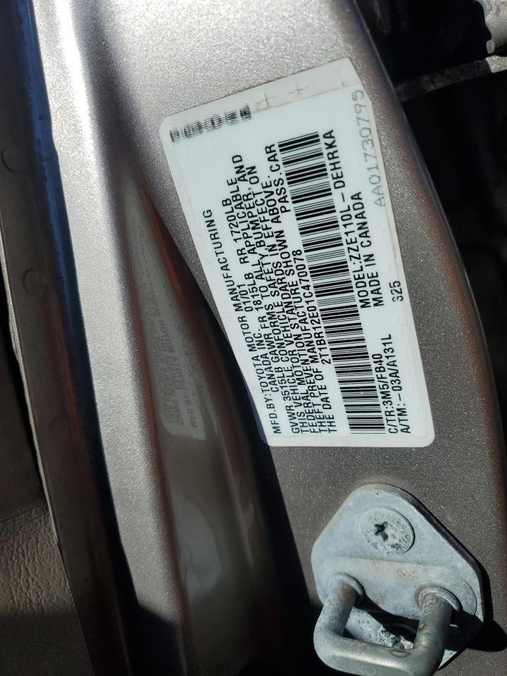 2001 TOYOTA COROLLA