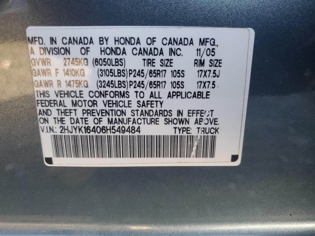 2006 HONDA Ridgeline