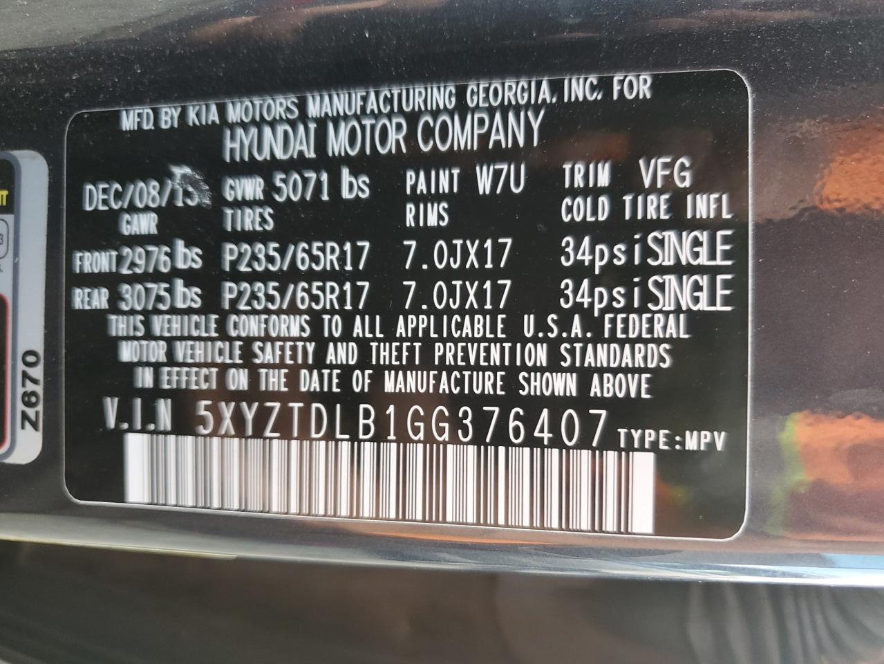 2016 HYUNDAI SANTA FE