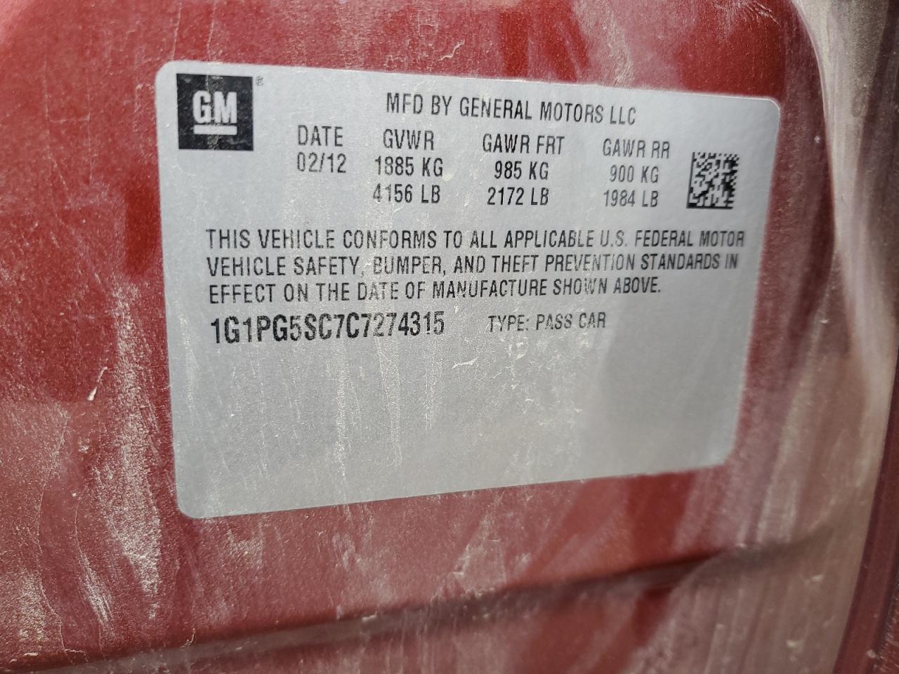 2012 CHEVROLET CRUZE