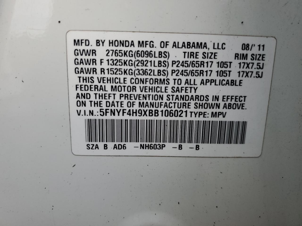 2011 HONDA PILOT
