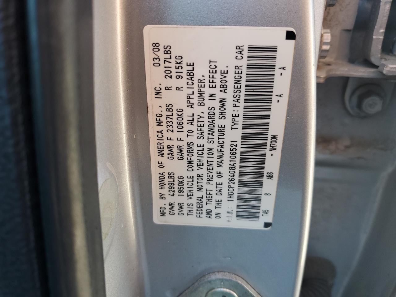 2008 HONDA ACCORD