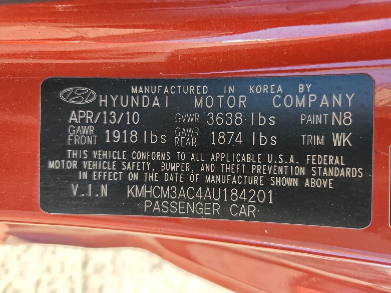 2010 HYUNDAI ACCENT