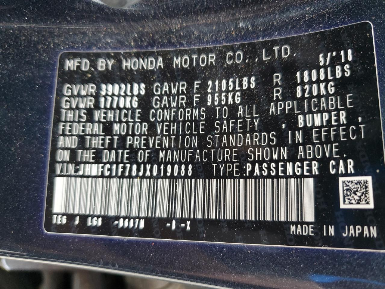 2018 HONDA CIVIC