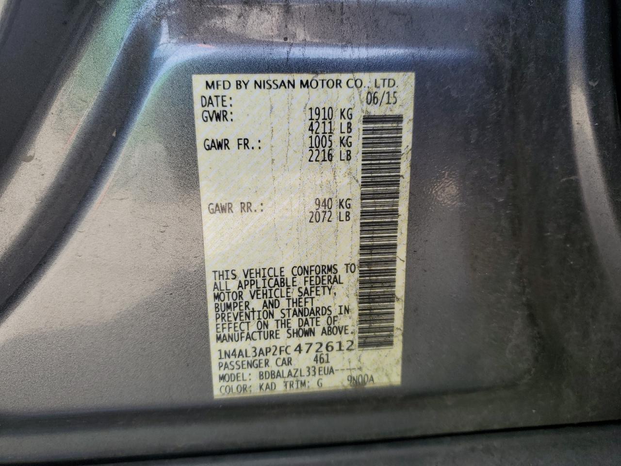 2015 NISSAN ALTIMA