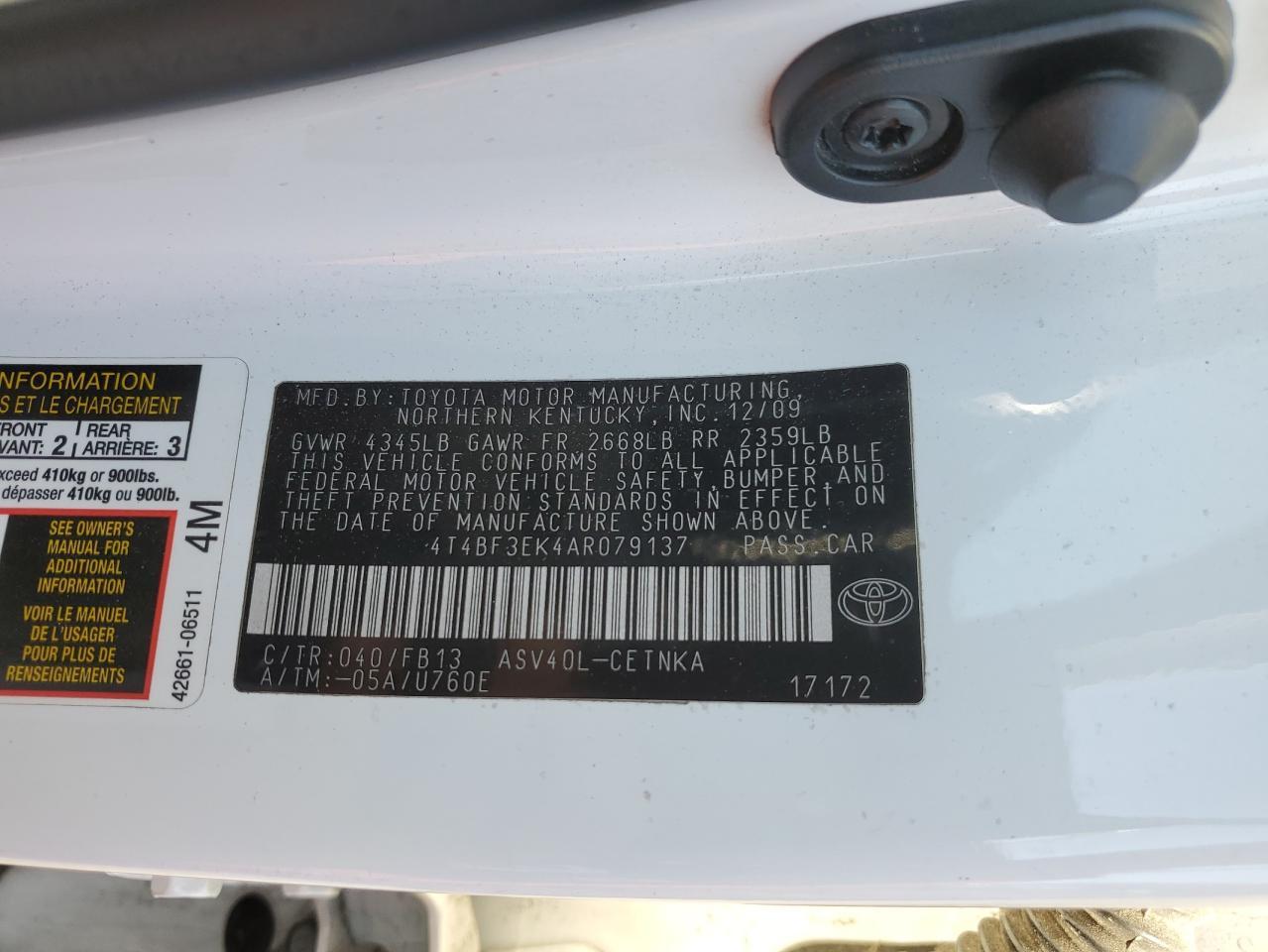 2010 TOYOTA CAMRY