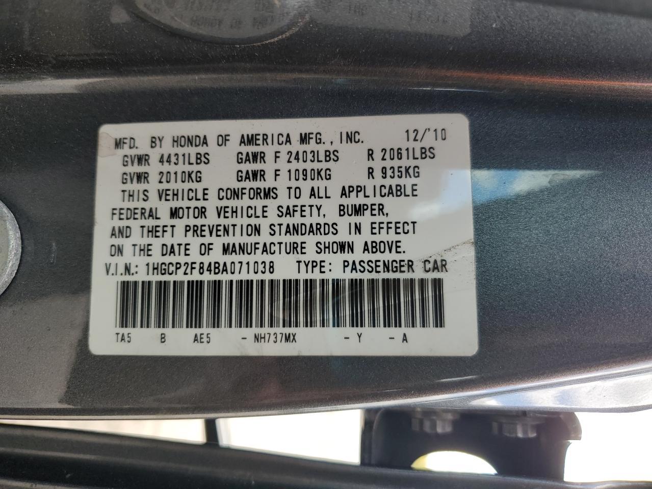 2011 HONDA ACCORD