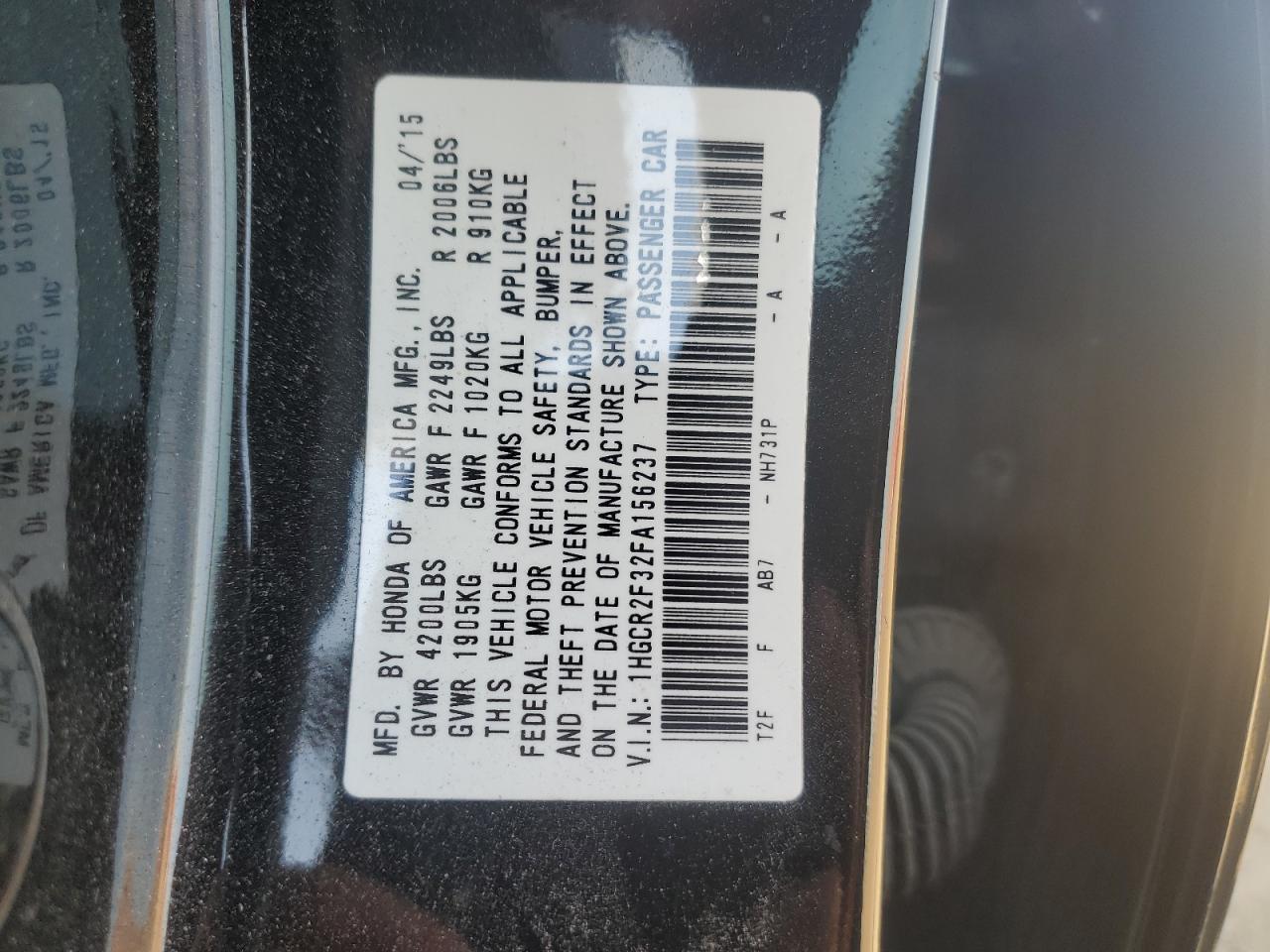 2015 HONDA ACCORD