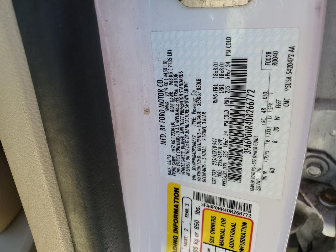 2013 FORD FUSION