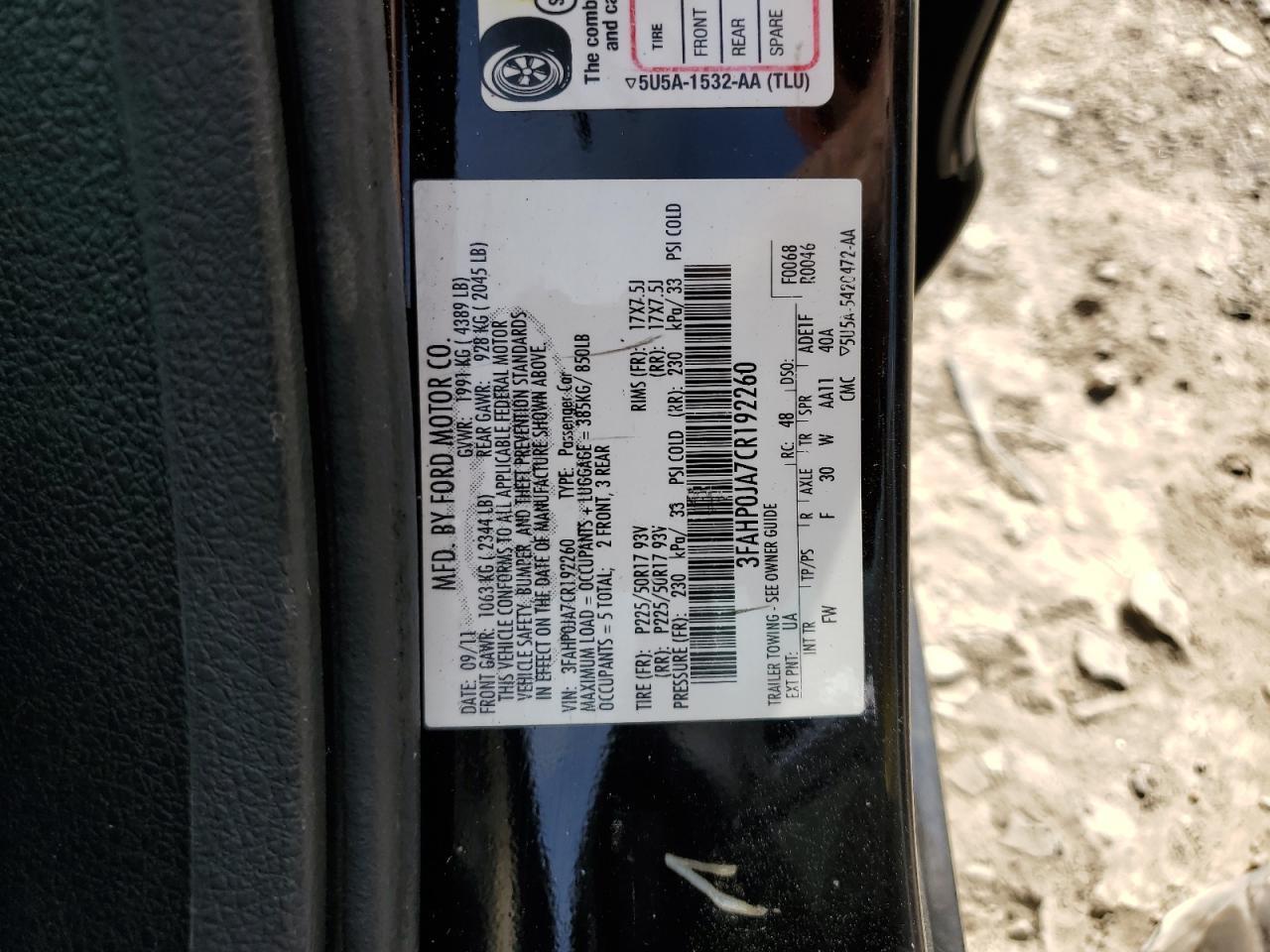 2012 FORD FUSION