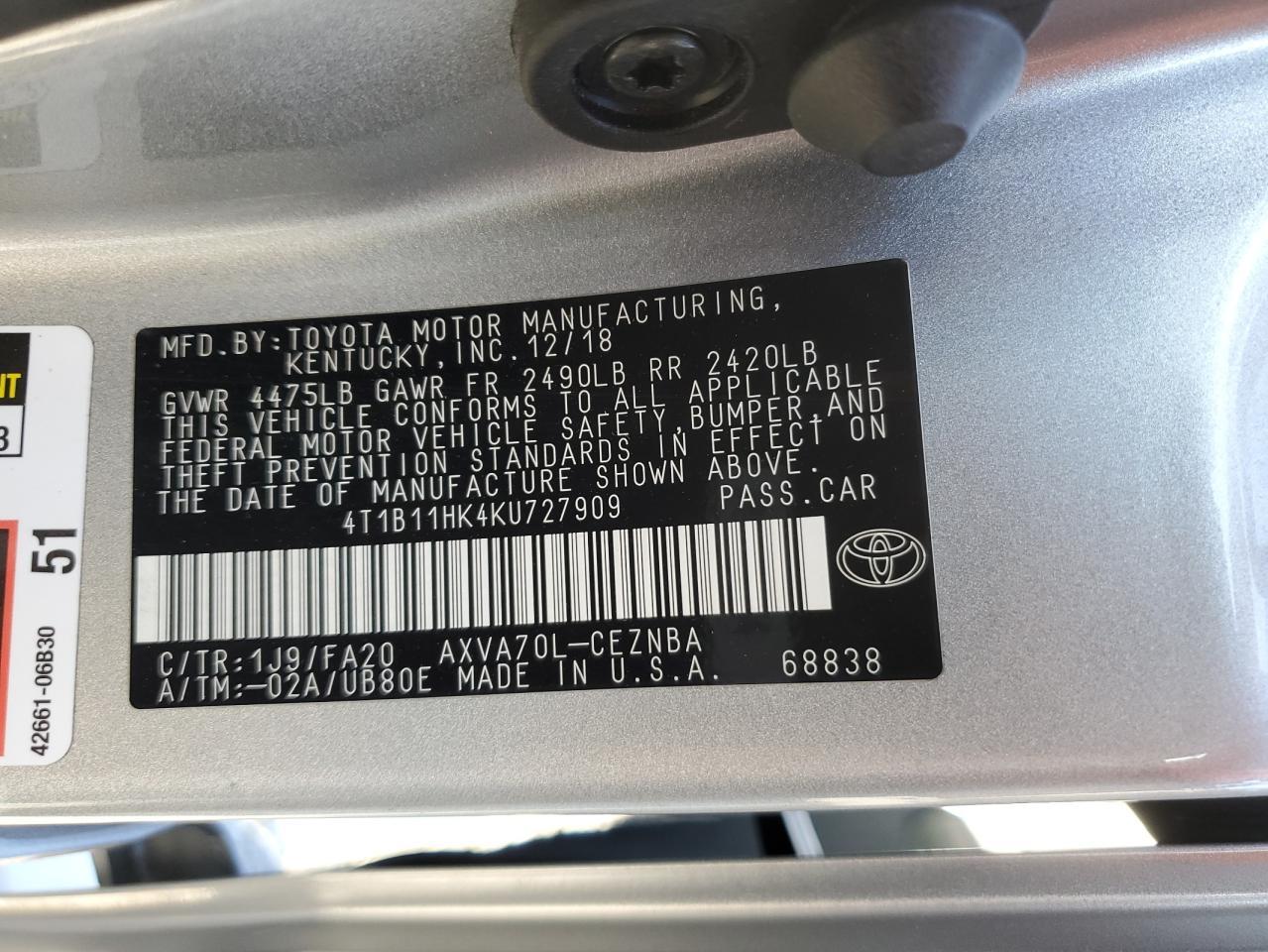 2019 TOYOTA CAMRY