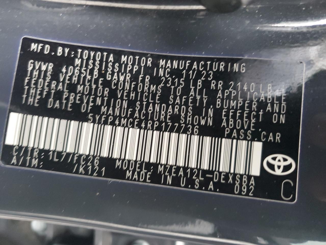2024 TOYOTA COROLLA