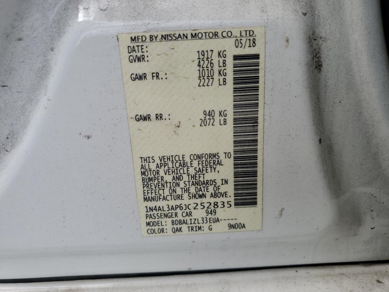 2018 NISSAN ALTIMA