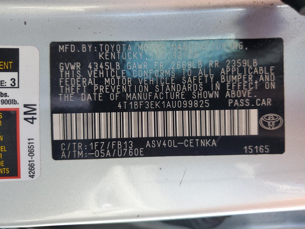 2010 TOYOTA CAMRY