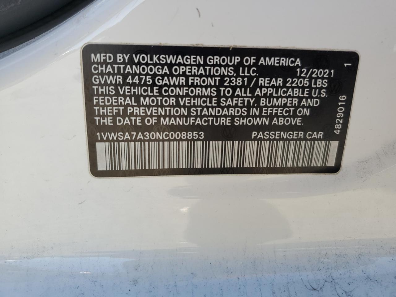 2022 VOLKSWAGEN Passat