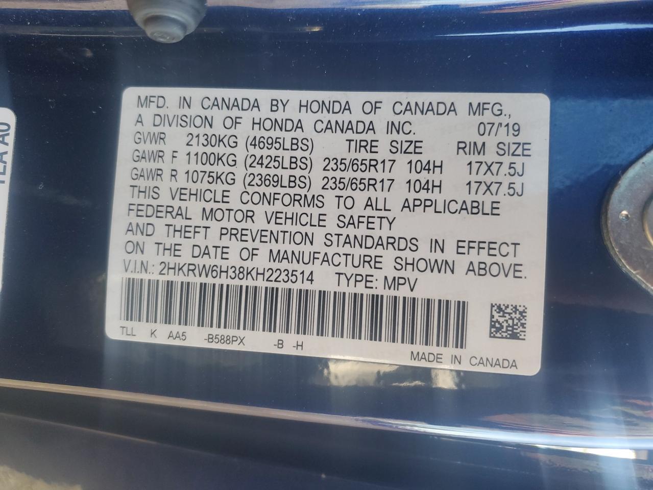 2019 HONDA CR-V