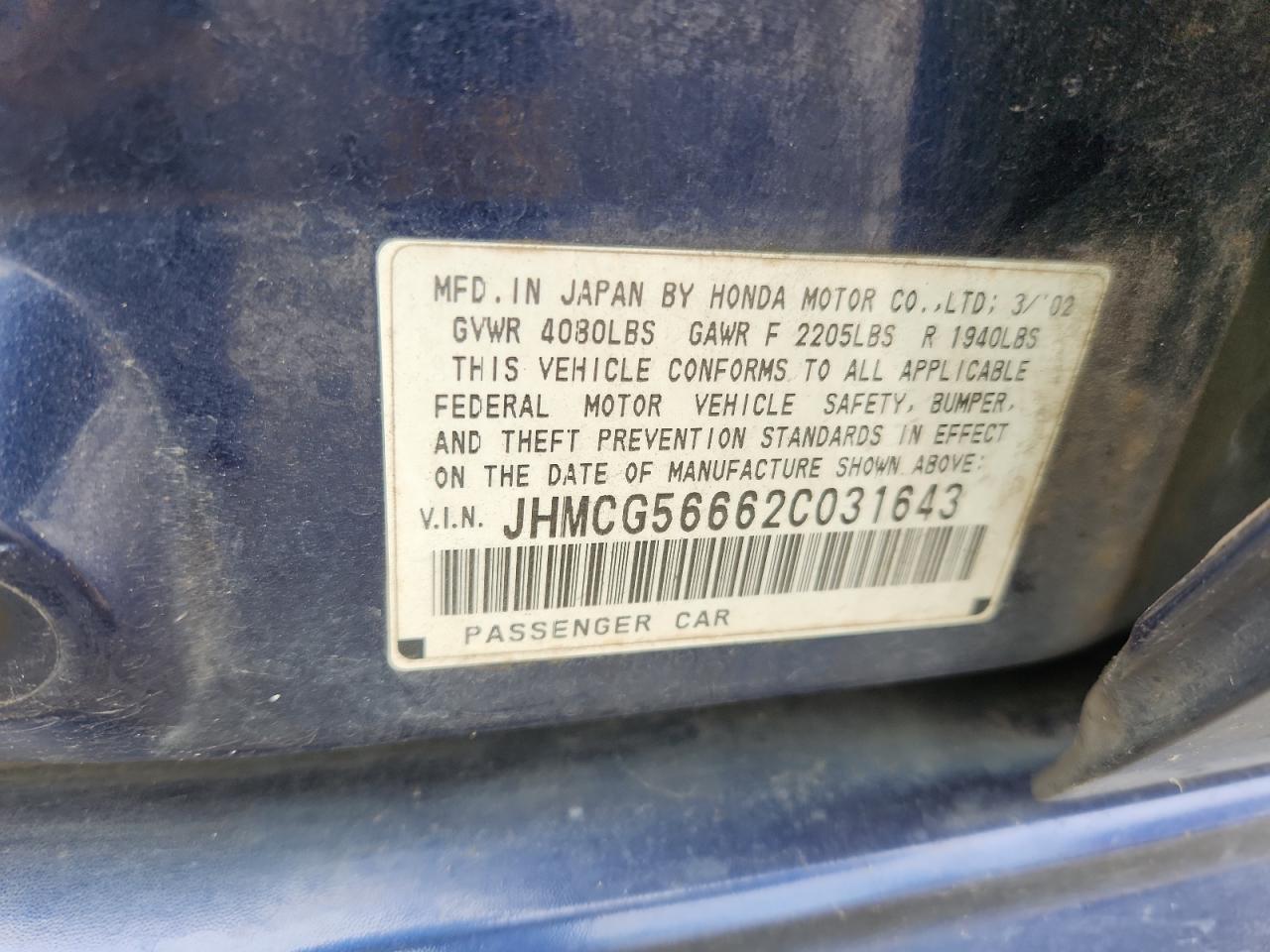 2002 HONDA ACCORD