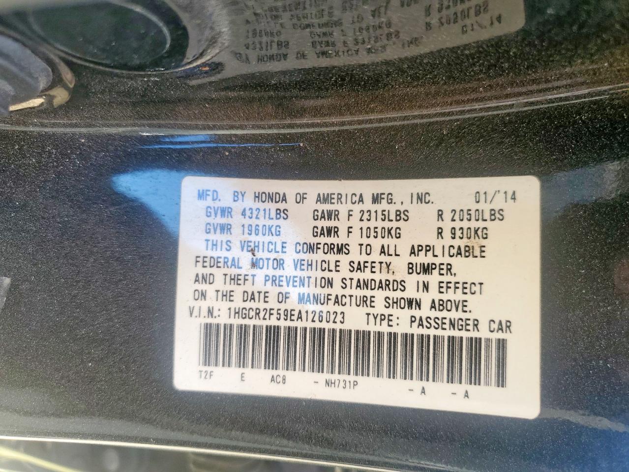 2014 HONDA ACCORD
