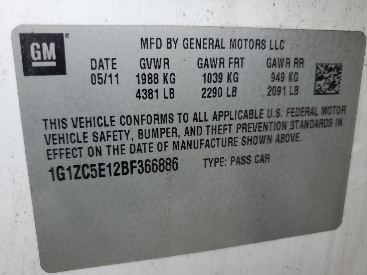 2011 CHEVROLET MALIBU
