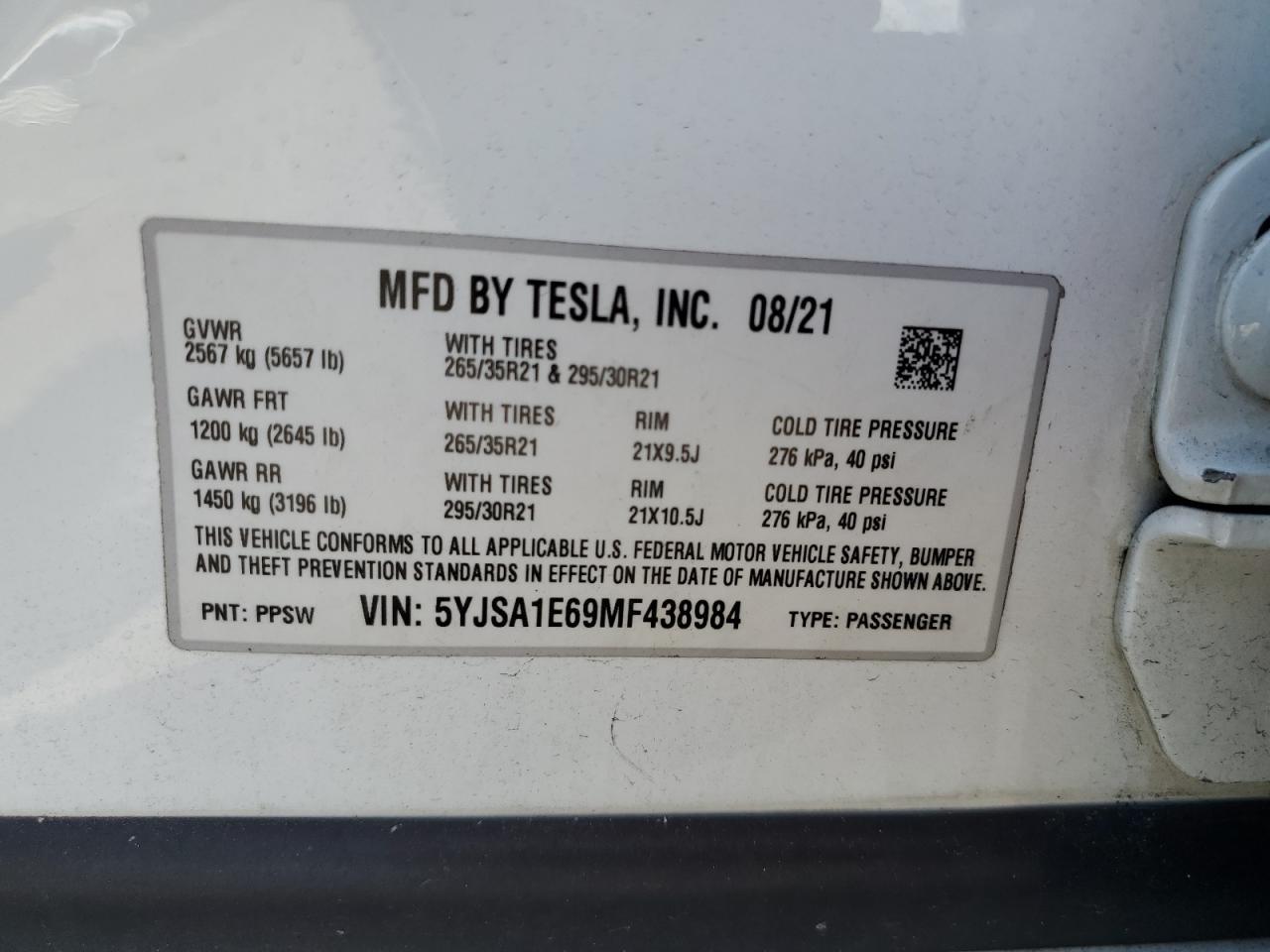 2021 TESLA MODEL S