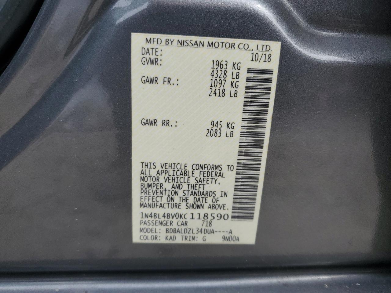 2019 NISSAN ALTIMA