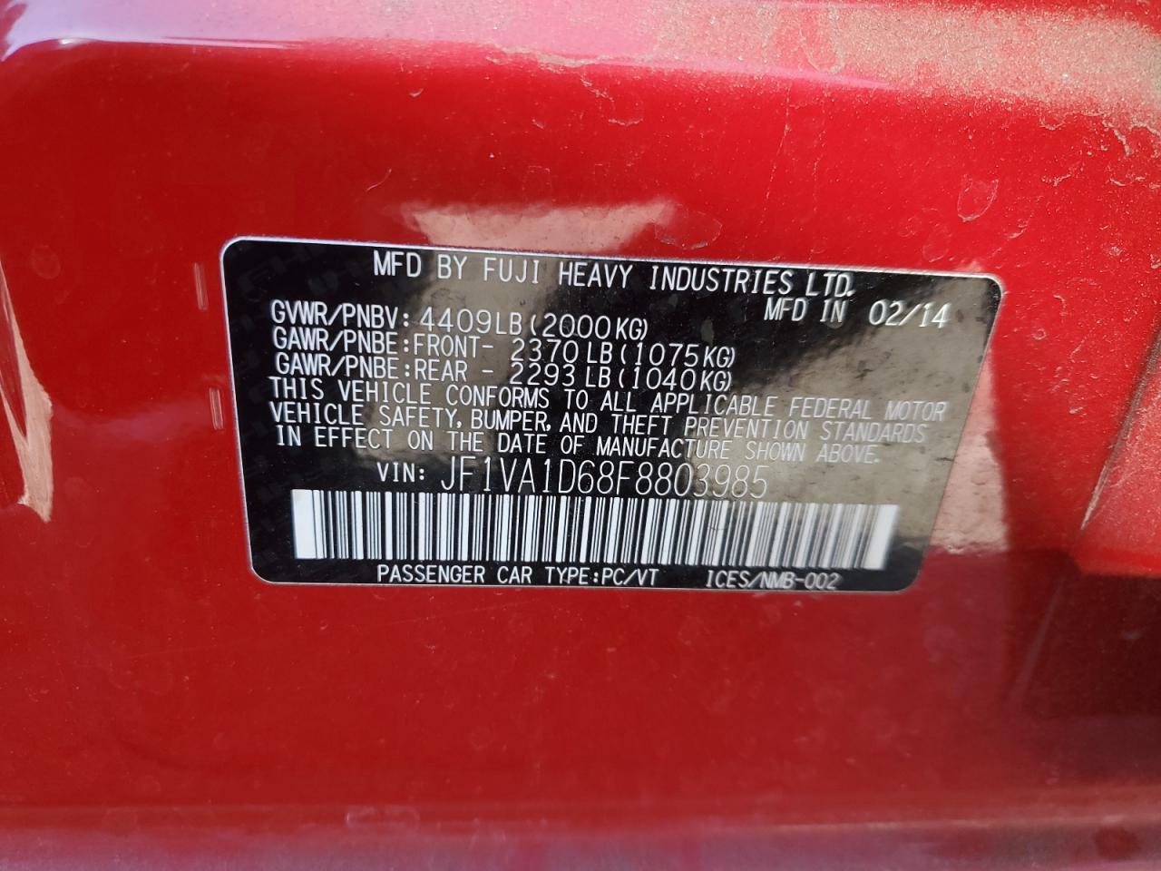 2015 SUBARU WRX
