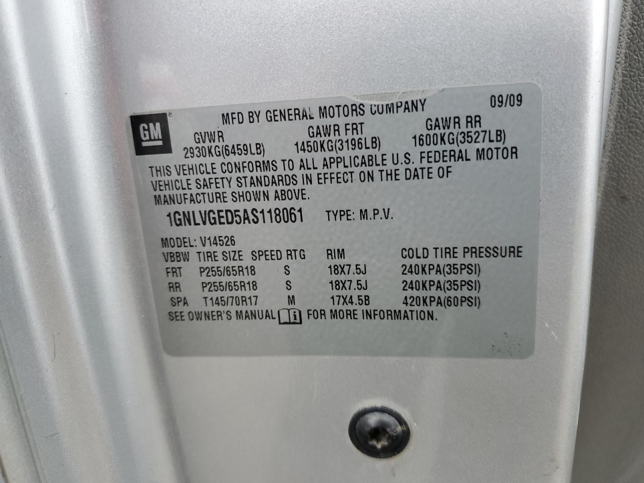 2010 CHEVROLET TRAVERSE