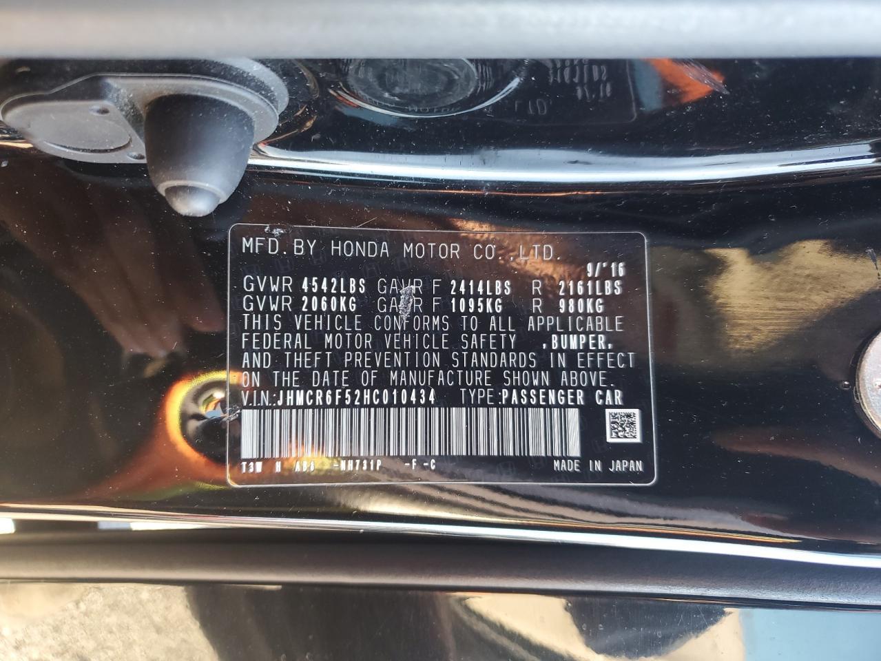 2017 HONDA ACCORD