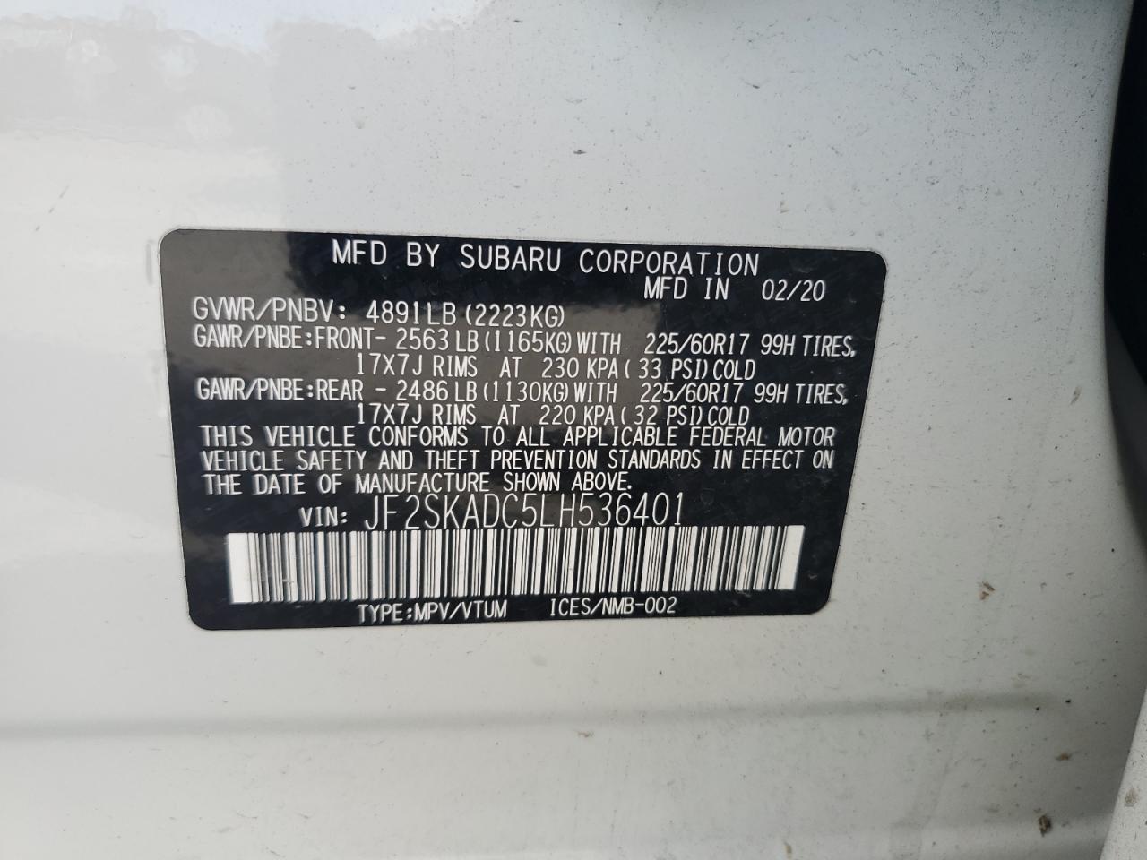 2020 SUBARU FORESTER