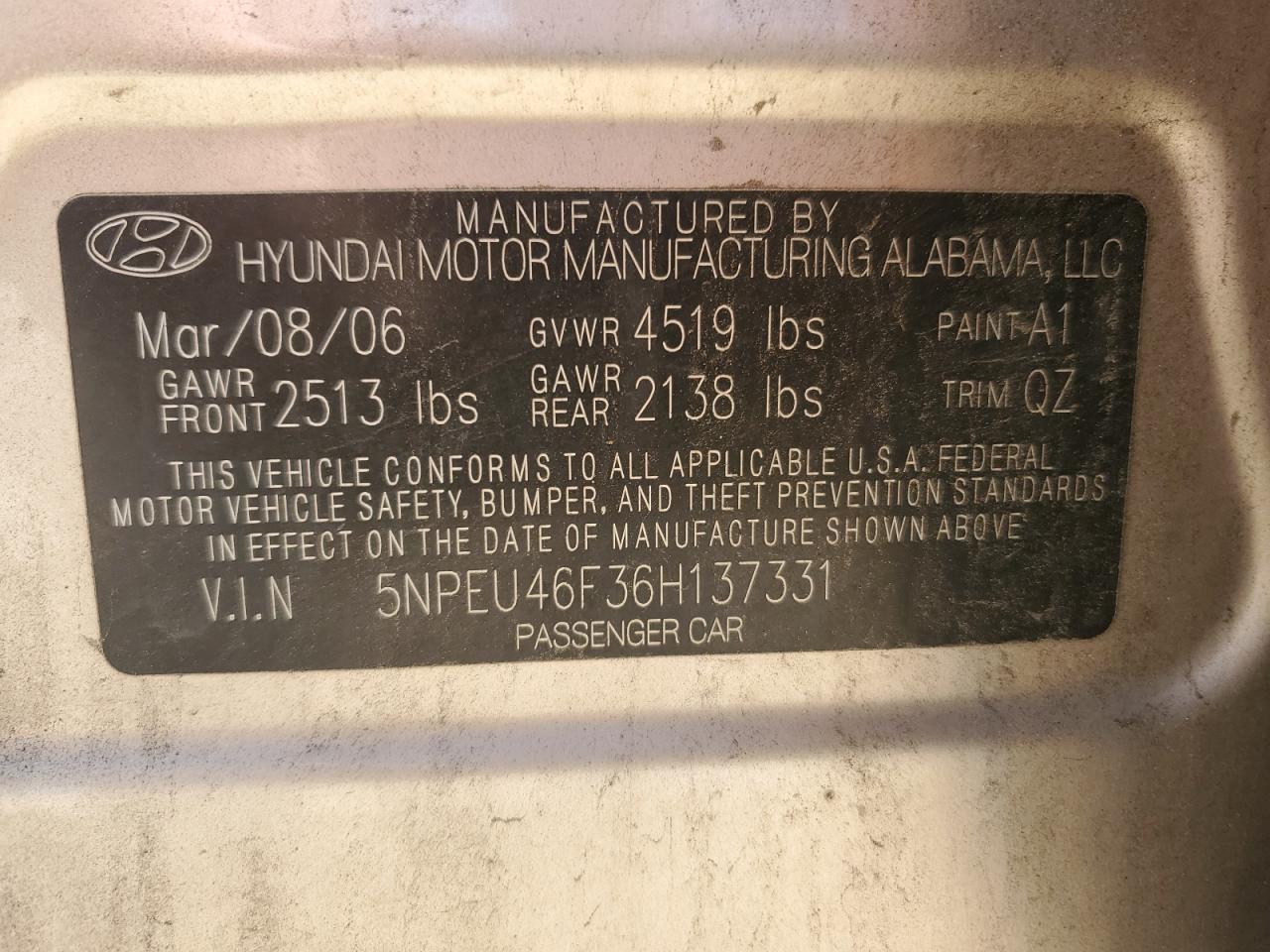 2006 HYUNDAI SONATA