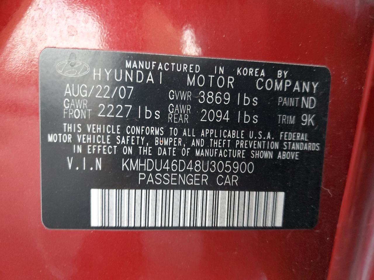 2008 HYUNDAI ELANTRA