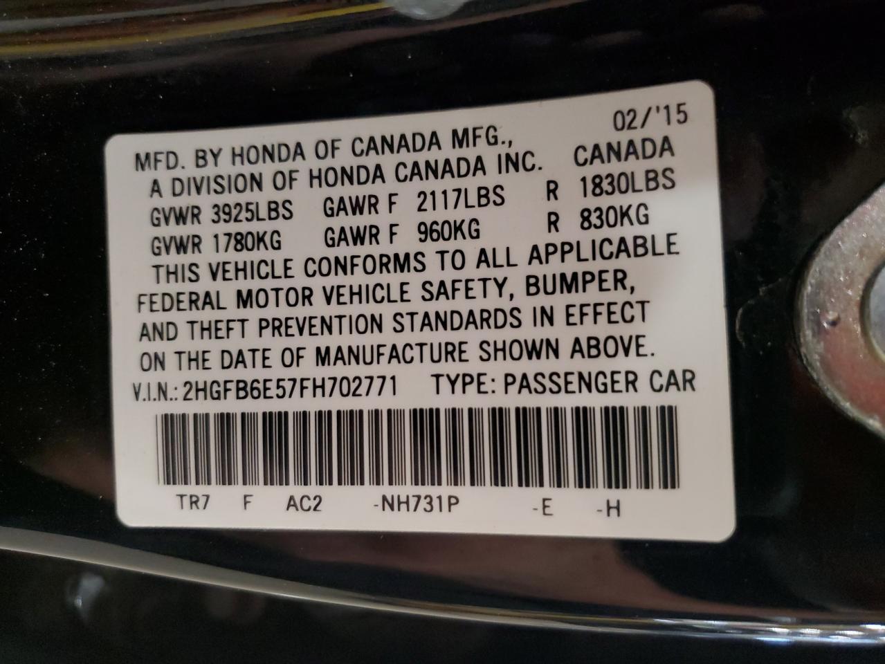 2015 HONDA CIVIC