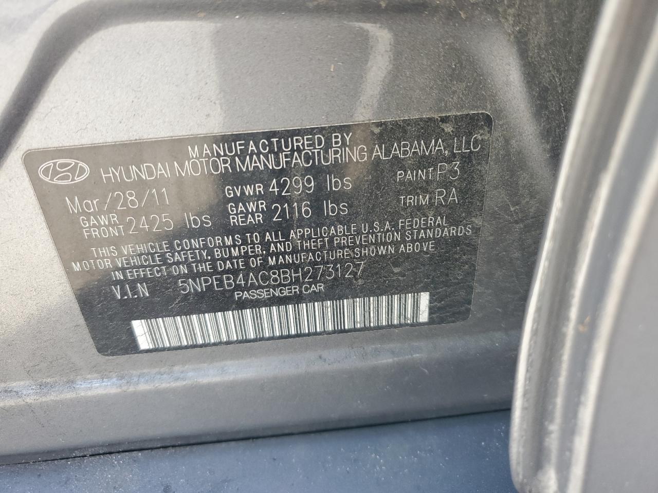 2011 HYUNDAI SONATA