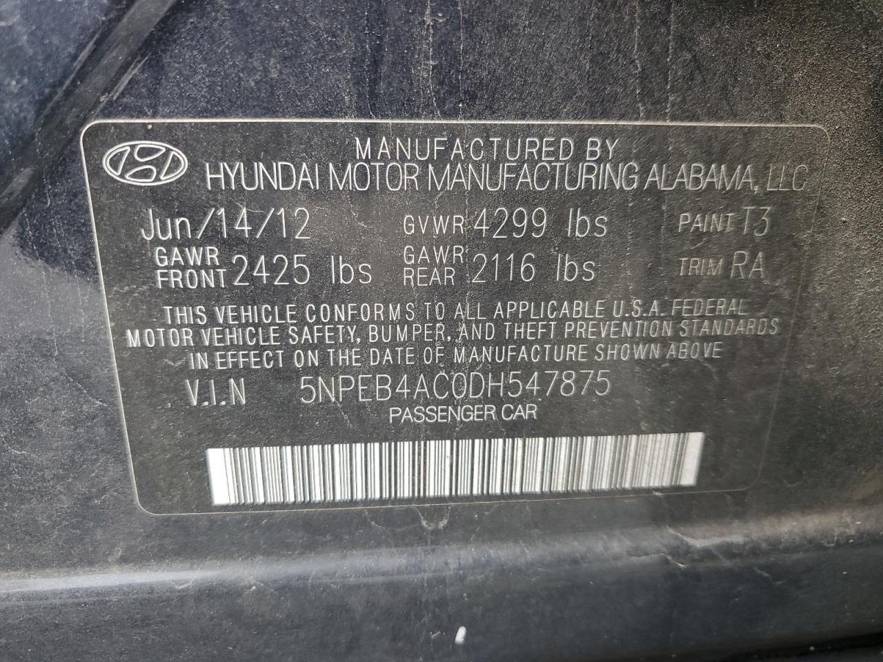 2013 HYUNDAI SONATA
