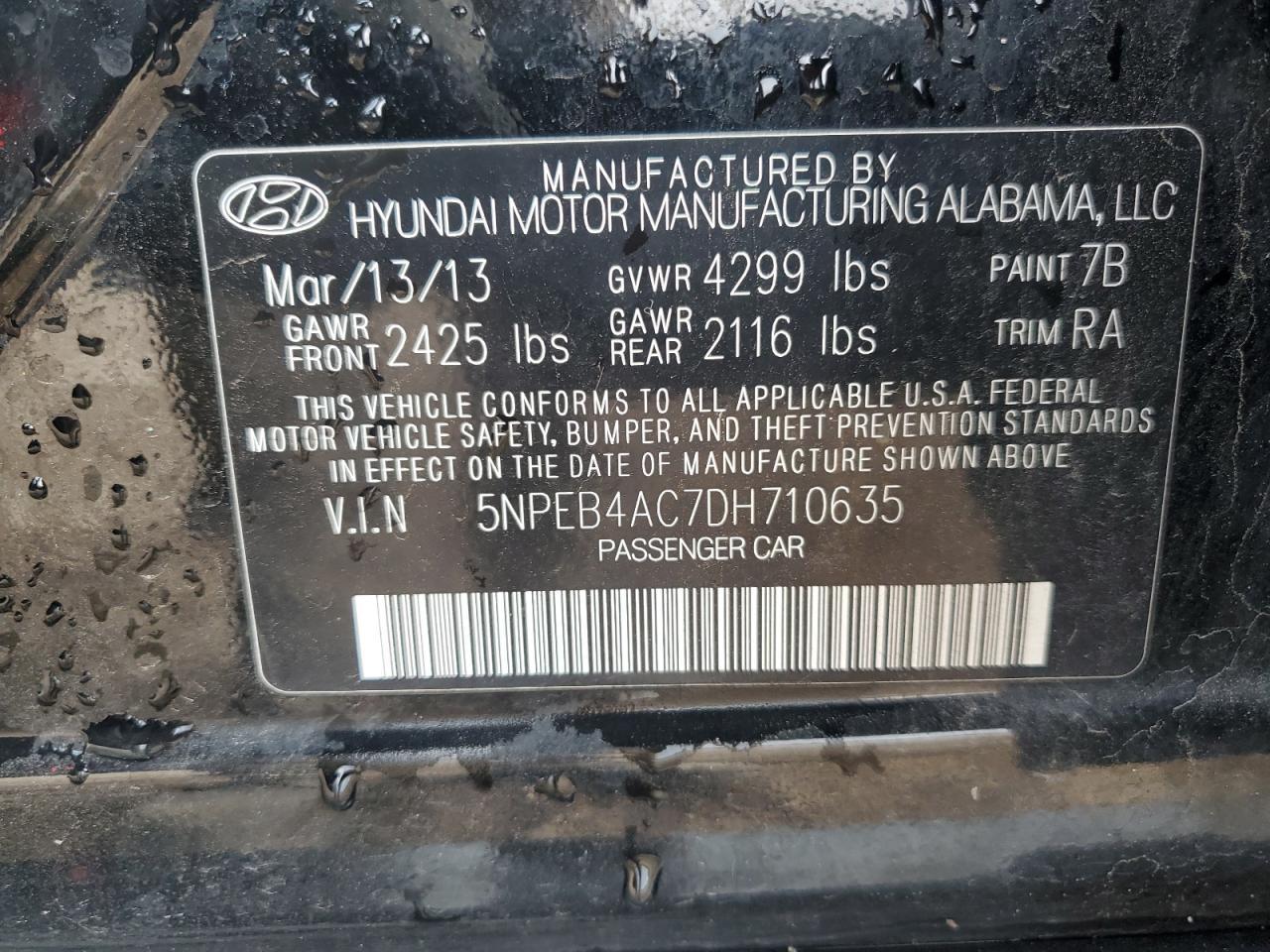 2013 HYUNDAI SONATA